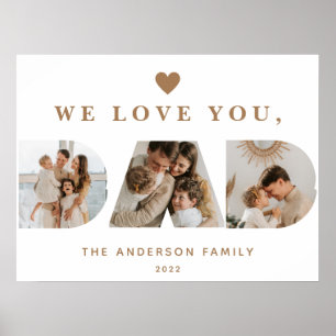 Affiche Or personnalisé trois Papa Script Photos en or chi