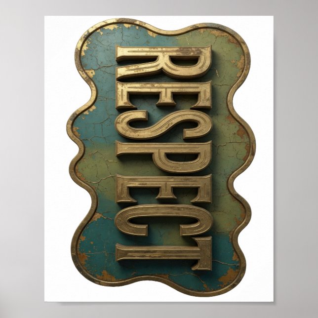 Affiche Or RESPECT Design Moderne Attrayant en Or (Devant)