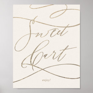 Affiche Or Romantique Calligraphié Chariot Sucré Ivoire