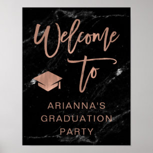 Affiche Or Rose Faux et marbre   Accueil Grad Party