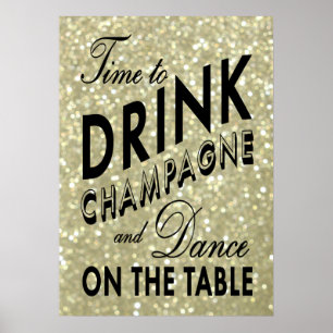 Affiche Or Temps de Boire du Champagne