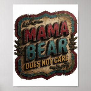 Affiche Or vif MAMAN OURS S'EN FICHE
