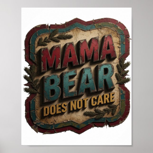 Affiche Or vif MAMAN OURS S'EN FICHE (Devant)