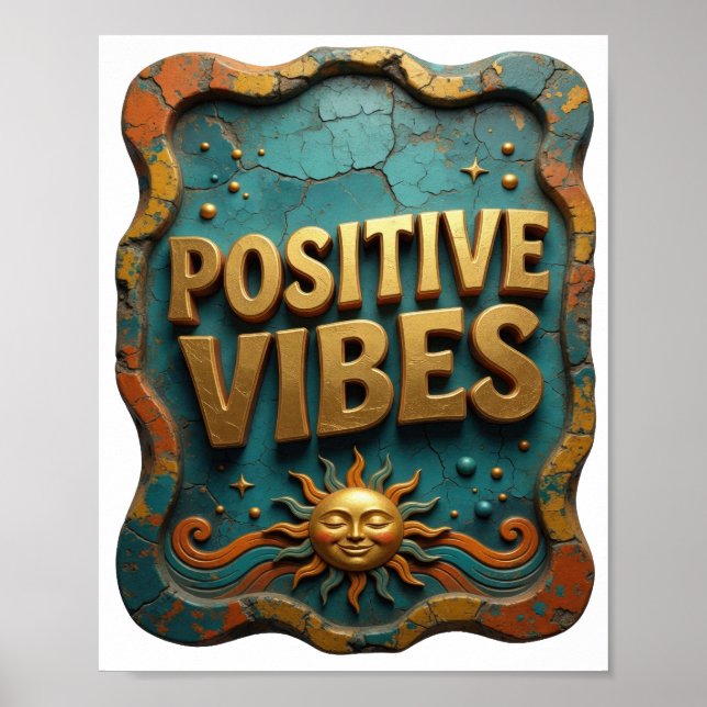 Affiche Or vif VIBES POSITIVES (Devant)