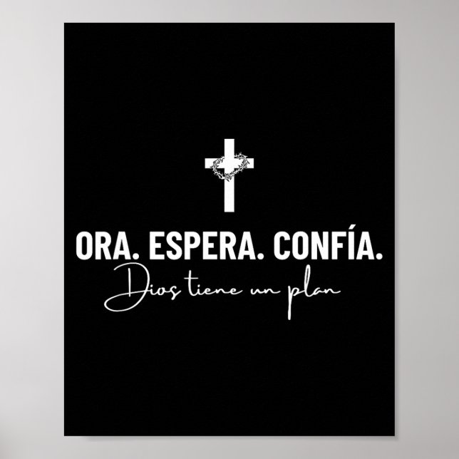Affiche Ora Espera Confía Dios Tiene Un Plan Fe Cristiana  (Devant)