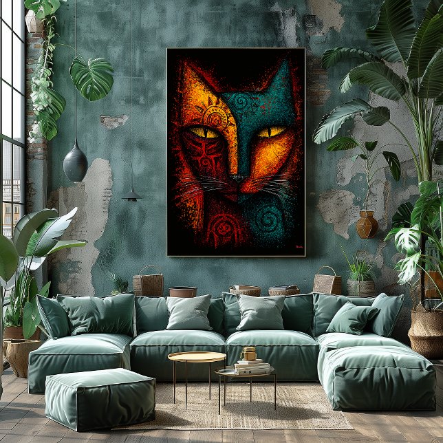 Affiche Oracle de chat primal Art abstrait – Expressionnis (Créateur téléchargé)