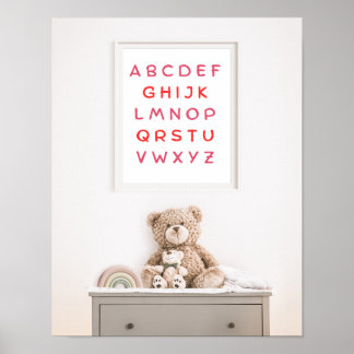 Affiche Orange Alphabet Capital Letters Teacher Kids Room
