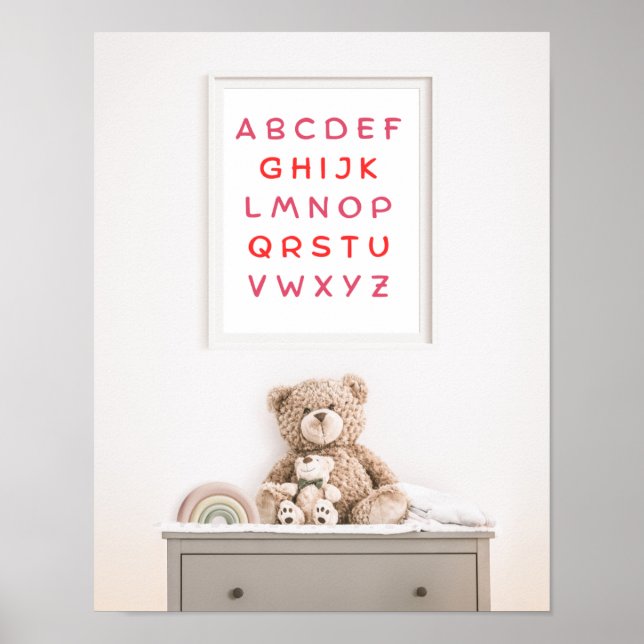 Affiche Orange Alphabet Capital Letters Teacher Kids Room (Devant)