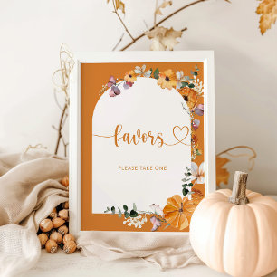 Affiche Orange automne citrouilles Faveurs s'il vous plaît
