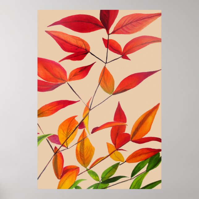 Affiche Orange Autumn laisse l'aquarelle originale (Devant)
