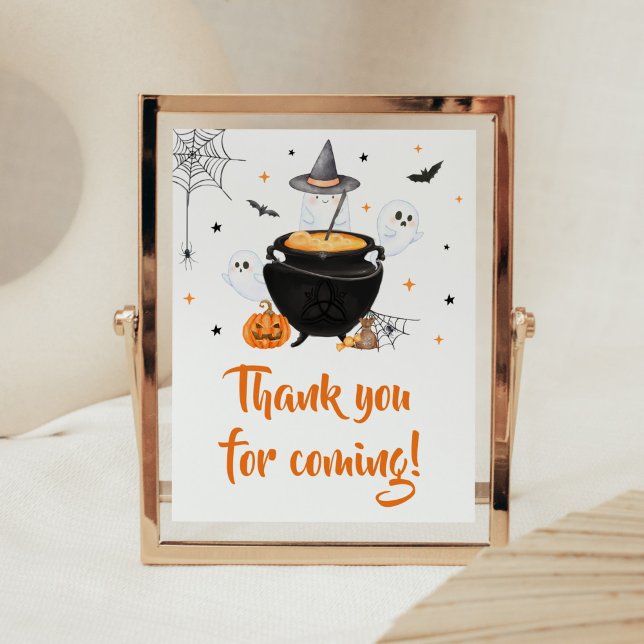 Affiche Orange Baby brasse du Merci pour venir (Baby is Brewing Baby Shower Thank you for Coming Sign)