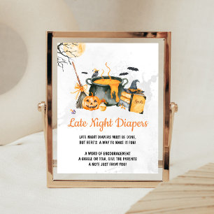 Affiche Orange Baby prépare des couches pour la nuit tardi