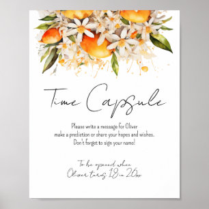 Affiche Orange Baby shower Citrus Temps Capsule