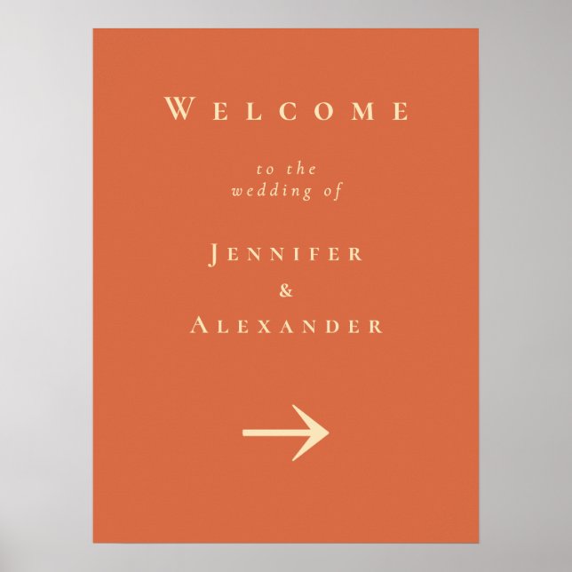 Affiche Orange Bienvenue sur le panneau Mariage (Devant)