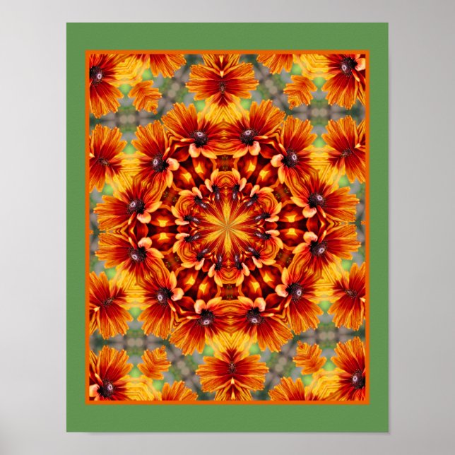 Affiche Orange Black Eyed Susan Daisy Abstrait (Devant)