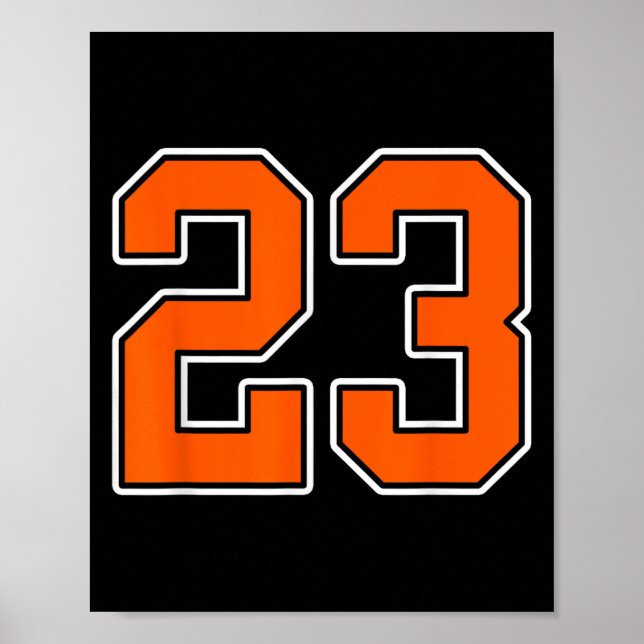 Affiche Orange Blanc Numéro 23 Joueur Jersey Uniforme #23 (Devant)