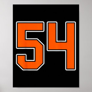 Affiche Orange Blanc Numéro 54 Joueur Jersey Uniforme #54