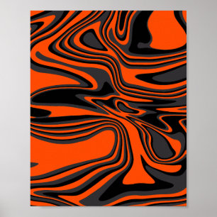 Affiche Orange brûlé et fluide noir