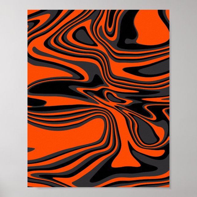 Affiche Orange brûlé et fluide noir (Devant)