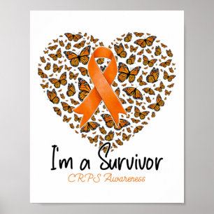 Affiche Orange Butterfly Heart Je suis un survivant Crps d