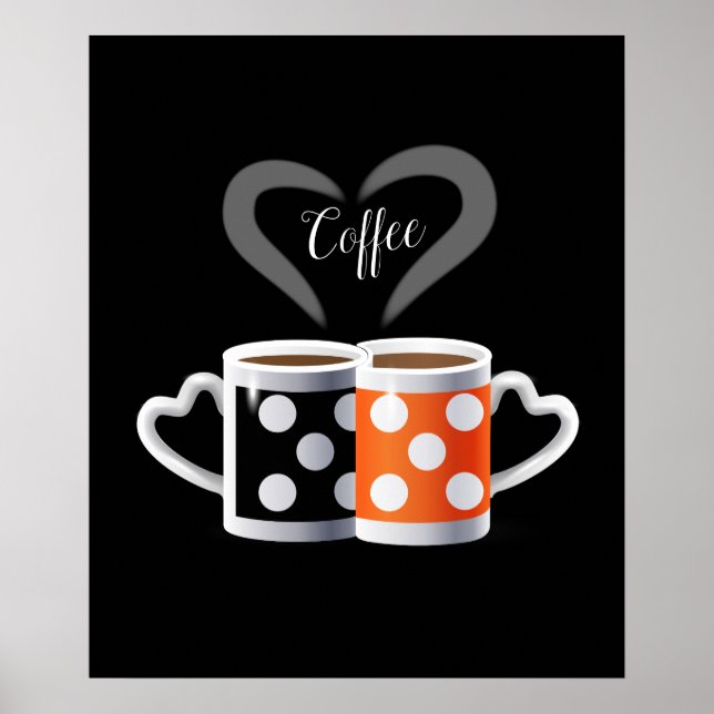 Affiche Orange + Café noir Couleur pois Pot tendance (Devant)