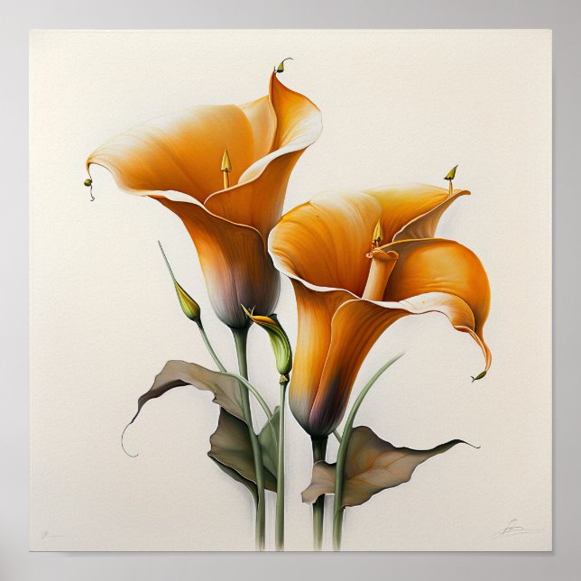 Affiche Orange Calla Lilies Lily Flower Art Imprimer Poste (Devant)