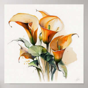 Affiche Orange Calla Lilies Lily Flower Art Imprimer Poste
