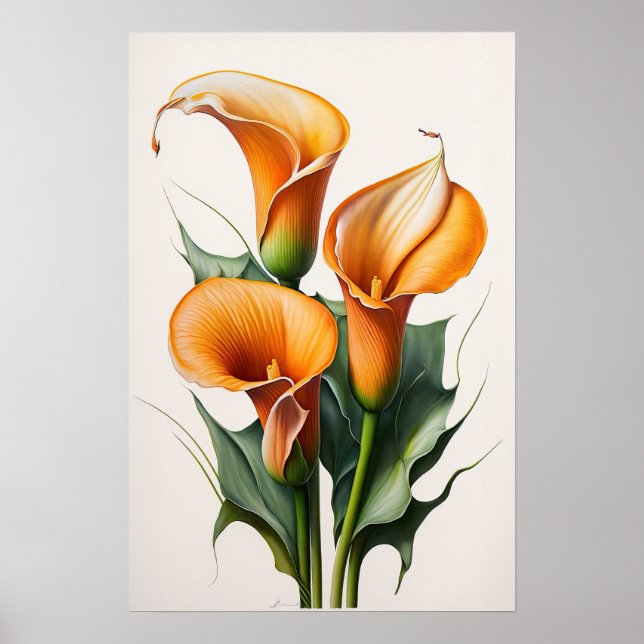 Affiche Orange Calla Lilies Lily Flower Art Imprimer Poste (Devant)