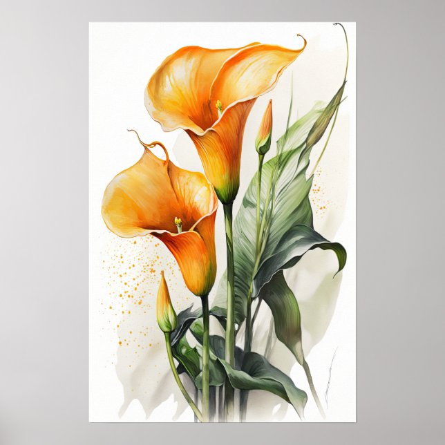 Affiche Orange Calla Lilies Lily Flower Art Imprimer Poste (Devant)