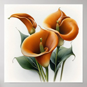 Affiche Orange Calla Lilies Lily Flower Art Imprimer Poste