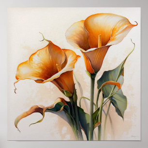 Affiche Orange Calla Lilies Lily Flower Art Imprimer Poste