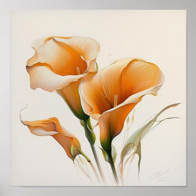 Affiche Orange Calla Lilies Lily Flower Art Imprimer Poste (Devant)