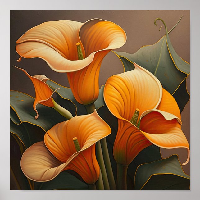 Affiche Orange Calla Lilies Lily Flower Art Imprimer Poste (Devant)