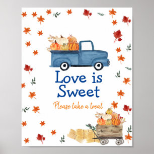 Affiche Orange Citrouille Blue Truck Love is Sweet Sign