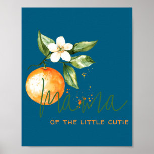 Affiche Orange Citrus Little Cutie Baby Shower Maman à Ven
