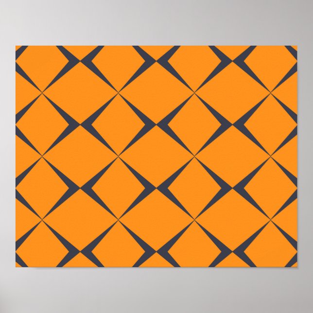 Affiche Orange, cool, simple, tendance, formes en chevron (Devant)