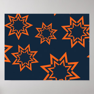 Affiche Orange, cool, tendance, joueuse motif en forme d'é