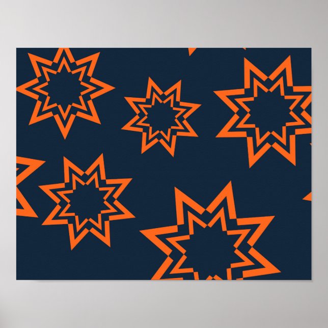 Affiche Orange, cool, tendance, joueuse motif en forme d'é (Devant)