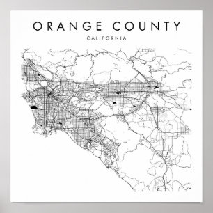 Affiche Orange County California Minimal Modern Street Map