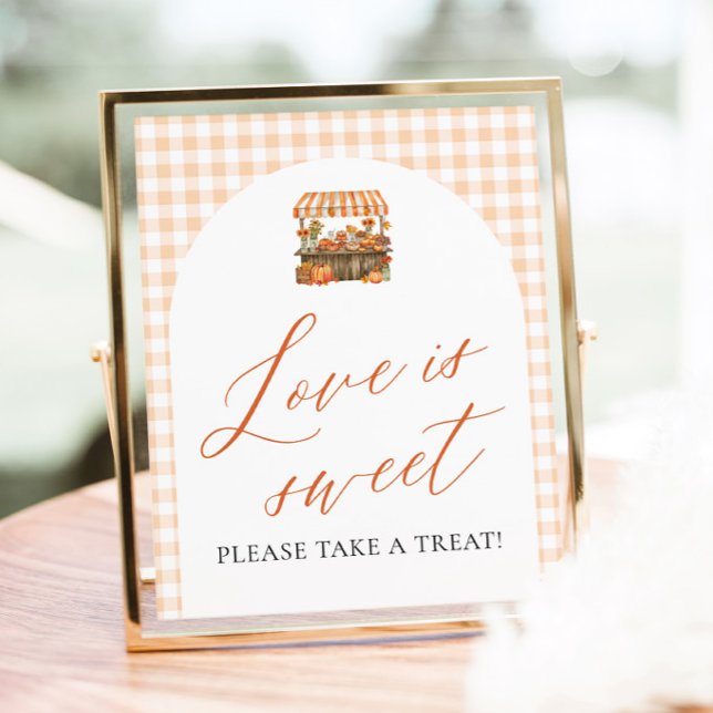 Affiche Orange d'automne Frais du Marché L'amour est doux (Fall Orange Fresh Off The Market Love is Sweet Sign)