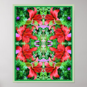 Affiche Orange Daylilies Miroir Fleur Abstraite Art