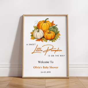 Affiche Orange Fall Un Petit Baby shower Citrouille Bienve