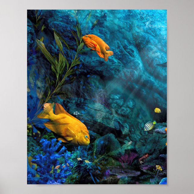 AFFICHE ORANGE FISH BLUE WORLD (Devant)