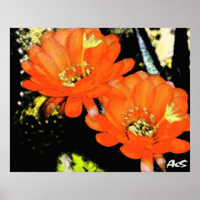 AFFICHE ORANGE FLEURS (Devant)