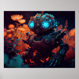 Affiche Orange Fleurs Tropic Bot