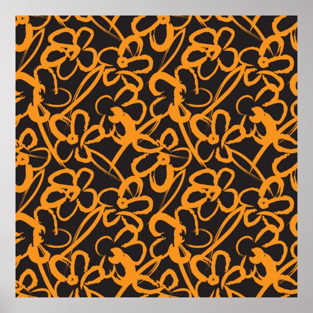 Affiche Orange Floral brosse un fond motif sans soudure (Devant)