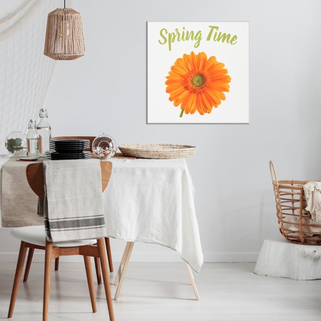 Affiche Orange Gerbera spring time flower on white photo (Créateur téléchargé)