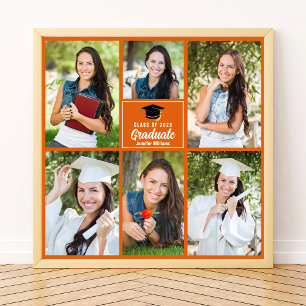 Affiche Orange Graduate Photo Collage Carré