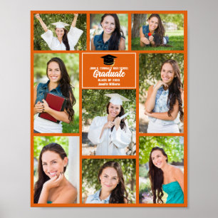 Affiche Orange Graduate Photo Collage Party Graduate