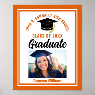 Affiche Orange Graduation Customisée Graduate Photo Party